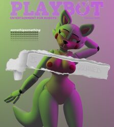 kehveli five_nights_at_freddy's five_nights_at_freddy's:_security_breach funtime_foxy_(fnaf) funtime_foxy_(fnafsl) anthro furry furry_only furry_female big_breasts breasts nipples magazine_cover 1girls solo solo_female fox_ears fox_girl fox_tail fox_humanoid fox 3d