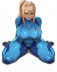 ai_generated ai_generated_image ai_slop arrogant arrogant_female before_recording before_sex blonde_female blonde_hair bodysuit bondage_gear bounty_hunter confident high_heels huge_breasts interview movie_star nipples nipples_visible nipples_visible_through_clothing perfect_body perfect_legs preparation preparing samus_aran simple_background skintight skintight_bodysuit smug smug_expression smug_face smug_grin white_background wide_hips wide_legs wide_thighs zero_suit_samus gigantic_ass gigantic_thighs gigantic_butt trembling frontview sitting sitting_down sitting_on_floor