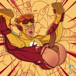 1boy cock dc dc_comics dick erection gay gay_male goggles kid_flash male male_only penis snakedboyy solo solo_male the_flash_(series) tongue_out torn_pants uncensored wally_west yaoi young_justice