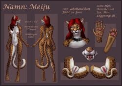 2021 4_toes 5_fingers anthro anus border braided_hair breasts brown_body brown_fur cleft_of_venus clitoral_hood_piercing clitoris clitoris_piercing collar countershading ear_piercing fangs feet felid female fingers fur genital_piercing genitals hair hi_res himeragoldtail inner_ear_fluff long_hair long_tail looking_at_viewer machairodontine mammal meiju_(ashnurazg) model_sheet multicolored_body multicolored_fur navel navel_piercing nipples nude open_mouth orange_eyes pawpads piercing pink_nipples pink_nose pink_pawpads presenting presenting_anus presenting_pussy pupils pussy pussy_piercing red_border red_hair simple_background slit_pupils solo spots spotted_body spotted_fur teeth text toes tongue tongue_out tongue_piercing tuft white_body white_fur translated edit third-party_edit swedish_text