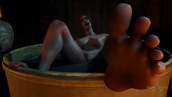 16:9_aspect_ratio 1girls 3d barefoot bath bathing blender_(software) fanart feet female fhd foot_fetish hd hd_(traditional) high_resolution red_hair soles solo spread_legs spread_toes the_witcher the_witcher_(series) the_witcher_3:_wild_hunt theropedude toes triss_merigold