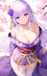 ai_generated alternate_costume alternate_outfit avatariense bare_shoulders bare_thighs big_breasts black_panties closed_mouth closed_smile clothed clothing cosplay covered_breasts crossover dress_lift dressed elf_ears emilia_(re:zero) female female_focus female_only genshin_impact hair_ornament half-elf half_elf huge_breasts large_breasts legwear light_skin looking_at_viewer nai_diffusion no_bra open_eyes outfit_swap pointy_ears purple_clothing purple_dress raiden_shogun_(cosplay) re:zero_kara_hajimeru_isekai_seikatsu smile smiling smiling_at_viewer stable_diffusion standing thighhighs thighs white_legwear white_thighhighs wide_hips