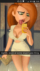 authorialnoice busty disney disney_channel english_text female female_focus female_only hourglass_figure kim_possible kimberly_ann_possible large_breasts pose posing selfie snapchat solo wide_hips