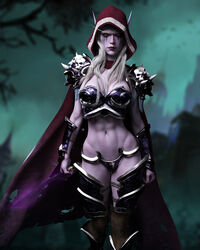 1girls 3d banshee_(warcraft) blonde_hair cape dark_ranger darken_den female female_focus red_eyes solo_female sylvanas_windrunner undead_(warcraft) warcraft world_of_warcraft