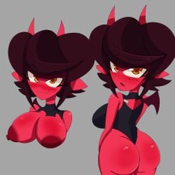 amelia_the_demon breasts_out demon_girl exposed_breasts female horns r_bismut rbismut solo_female succubus thick_ass