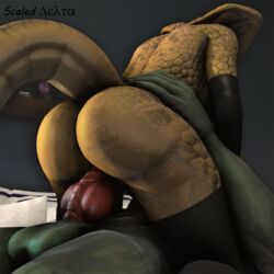 1:1 2021 3d_(artwork) anthro armwear ass bed big_butt big_penis butt_tattoo clothing cowgirl_position digital_media_(artwork) dildo dragon dragon_(petruz) duo female from_front_position furniture genitals green_body green_scales hand_on_hip hi_res knot leather leather_clothing legwear lying lying_on_bed male male/female meress_(scaleddelta) nails nude on_bed on_bottom on_top penetration penis pillow pussy raised_tail rear_view red_penis reptile ribbed_penis scaleddelta scales scalie sex sex_toy shelf snake source_filmmaker tattoo vaginal_penetration vaginal_penetration yellow_body yellow_scales