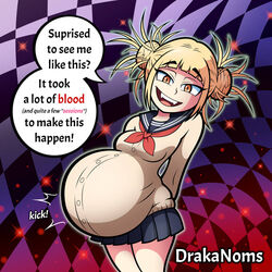 1girls drakanoms english_text eye_contact happy himiko_toga my_hero_academia pregnant solo speech_bubble tagme