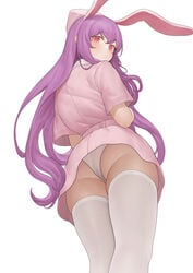 bunny_ears ni_(221) nurse_uniform pink_hair red_eyes reisen_udongein_inaba thighhighs touhou upskirt white_panties