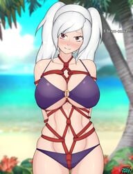 1girls abs alternate_costume beach bikini blush bondage breasts cleavage femsub fire_emblem fire_emblem_awakening fire_emblem_heroes happy_sub large_breasts long_hair looking_at_viewer nahusmash nintendo o-ring o-ring_bikini ocean official_alternate_costume purple_bikini purple_swimsuit robin_(female)_(summer)_(fire_emblem) robin_(fire_emblem) robin_(fire_emblem)_(female) sand smile solo swimsuit twintails