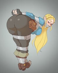 arms_behind_back ass autotape bondage bound_legs breasts breath_of_the_wild gag gagged princess_zelda tape_gag taped_mouth the_legend_of_zelda thick_ass zelda_(breath_of_the_wild)