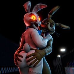 3d 3d_(artwork) ass ass_grab big_ass bunny_costume bunny_ears bunny_girl bunnysuit female female_focus five_nights_at_freddy's five_nights_at_freddy's:_help_wanted glitchtrap glowing_eyes grabbing grabbing_ass hands_on_ass hands_on_butt large_ass looking_back red_eyes s1nnerfox straight tagme vanny_(fnaf)