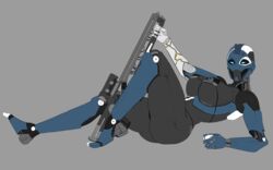 1girls ambrosia-1 blue_body blue_eyes breasts bungie d34h destiny_(game) destiny_2 exo female gun large_breasts original_character pose ranged_weapon robot robot_girl solo solo_focus thick_ass thick_thighs thighs weapon