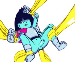 animated blue_skin color deltarune femboy gay human kris_(deltarune) male_only small_breasts smaller_male starwalker tentacle tentacles w.t.dinner white_background