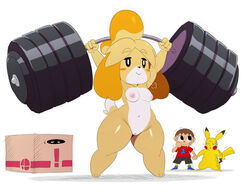 animal_crossing anthro black_eyes blonde_hair blush blush_stickers bottomwear box breasts brown_eyes brown_hair canid canine canis clothing container crossover domestic_dog dot_eyes edit exercise eyebrow_through_hair eyebrows female female_focus fitness fur furry genitals group hair hi_res human isabelle_(animal_crossing) konami male mammal metal_gear naked nintendo nipples nude_female pikachu pokémon_(species) pokemon pussy scared shaking shih_tzu shirt shorts shortstack simple_background smile solid_snake solo_focus sssonic2 strength super_smash_bros. super_smash_bros._ultimate super_strength tail thick_thighs topwear toy_dog translucent translucent_hair trembling video_games villager_(animal_crossing) weightlifting weights white_background wide_hips workout yellow_body yellow_fur