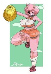 1futa balls becku big_breasts big_penis black_sclera breasts cheerleader cheerleader_uniform clothed clothing erect_nipples_under_clothes erection eye_contact futa_only futanari futanari_cheerleader horns huge_breasts humanoid humanoid_penis large_breasts looking_at_viewer mina_ashido mostly_clothed my_hero_academia nipple_bulge nipples_visible_through_clothing one_eye_closed penis pink_hair pink_skin precum solo solo_futa standing sweat testicles thick_thighs thighs u.a._cheerleader_outfit