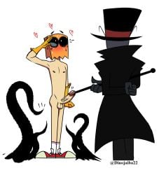 2022 2boys balls black_hat black_hat_(villainous) butt cartoon_network coat dark-skinned_male dark_skin demon dinojaiba22 dr._flug_(villainous) erection gay glasses gloves hat heart light_skin mask naked nervous nipples nude pants paper_bag penis retracted_foreskin salute shoes skinny skinny_male socks stick suit tentacle tentacles testicles top_hat topwear uncut vein veiny veiny_penis villainous white_body white_skin yaoi