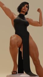 1futa 3d armpits bare_shoulders black_hair blizzard_entertainment cock dark-skinned_futanari dark_skin dress egyptian eyelashes eyeshadow flexing futa_only futanari green_eyes heels high_heels kaylzara looking_at_viewer medium_breasts muscular muscular_futanari overwatch penis penis_under_clothes pharah pose posing revealing_clothes thick_thighs toenail_polish toes