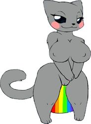 1girls anthro barefoot completely_nude completely_nude_female female female_only full_body furry looking_at_viewer naked naked_female nude nude_female nyan_cat pussy rainbow solo solo_female