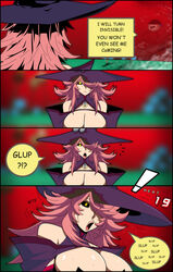 1boy 1girls big_breasts blazblue crossover dressed invisible_man invisible_penis konoe_a_mercury larger_male long_hair manicomio19 milf muscular_male nine_the_phantom open_mouth persona_4 witch witch_hat