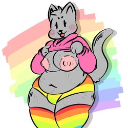 1futa :3 anthro artist_request big_breasts big_nipples blush blushing bulge cat cat_humanoid chubby clothing dickgirl feline feline_humanoid flashing flashing_breasts furry furry_only futanari grey_fur hoodie humanoid large_areolae looking_at_viewer meme no_bra nyan_cat overweight overweight_anthro overweight_female panties partially_clothed pink_nipples pride_color_clothing rainbow_background rainbow_clothing simple_background solo solo_focus solo_futa source_request sweat sweater sweating tail thick_thighs thighhighs white_background wide_hips