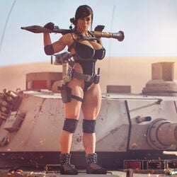 athletic athletic_female big_breasts boots breasts busty call_of_duty female female_focus female_only hi_res hourglass_figure large_breasts leotard mara_(cod) noahgraphicz pinup pinup_pose pose posing rocket_launcher solo tagme tattoo thong_leotard wide_hips