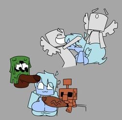 ? allay_(minecraft) blue_skin copper_golem ghost ghost_girl glare_(minecraft) horaco minecraft minecraft_mob mob_vote oral oral_sex sex small_but_hung thehoraco vex_(minecraft)