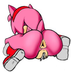 absurd_res amy_rose anthro anus ass ass_focus big_ass big_butt bodily_fluids bottomless butt_focus clothed clothing etherealhatred eulipotyphlan female genital_fluids genitals hedgehog hi_res mammal pussy pussy_juice rear_view sega solo sonic_(series) sweat sweatdrop thick_thighs y_anus