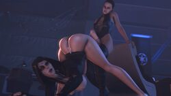 2futas 3d bent_over big_breasts big_penis clothed clothing cum cum_in_ass duo erection facial_cumshot futa_on_futa futa_only futanari handjob light-skinned_futanari precum rey runethom-sfm standing star_wars star_wars:_the_old_republic top-down_bottom-up vaylin