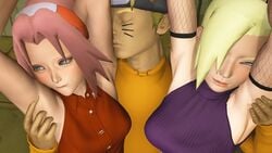 1boy 2girls 3d armpit_cock_sleeve armpit_crease armpit_fetish armpit_lick armpit_licking armpit_tickling armpits danel double female fetish forest in_the_middle ino_yamanaka kink lewdsan male naruto naruto_shippuden penis pink_hair purple_eyes sakura_haruno sweat sweatdrop threesome uzumaki_naruto white_skin yellow_skin