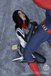 1boy 1boy1girl 1girls 3d 3d_(artwork) alienbrain arms artist_name athletic athletic_female athletic_male black_hair breasts brown_body brown_skin cindy_moon clothing costume cum cum_on_face cumshot ejaculation eyes faceless_male fingers hair handjob hips legs long_hair male male/female marvel marvel_comics mask masked masked_male orgasm outercourse partially_clothed peter_parker silk silk_(marvel) slushe_(website) small_breasts spider-man spider-man_(series) straight straight_hair superhero superheroine thighs watermark