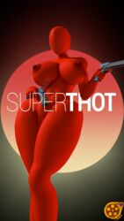 3d 3d_(artwork) areolae big_areola big_ass big_breasts faceless_female gun hourglass_figure puffy_pussy pussy red_body red_dude_(superhot) red_skin sfrogue superhot