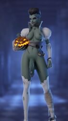 1futa 3d alternate_costume big_penis blender bride_sombra dickgirl futa_only futanari green_skin halloween large_penis looking_at_viewer neonsin overwatch smile smirk solo sombra veiny_penis