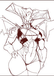 3_eyes big_breasts bikini bungie destiny_(game) destiny_(video_game) destiny_2 female female_only genderswap genderswap_(mtf) hive_(destiny) large_ass large_breasts looking_at_viewer monochrome monster_girl muscular muscular_female non-human oryx oryx_(destiny) rule_63 shiny_clothes sirtenderloinz1 thick_thighs winged_humanoid wings