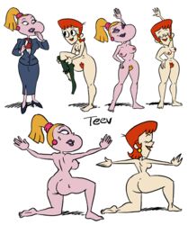 2girls artist_name ass big_ass big_breasts blonde_hair bottom_heavy breasts cartoon_network casual casual_nudity charlotte_pickles crossover dexter's_laboratory dexter's_mom female female_only gloves multiple_girls naked_yoga nickelodeon nipples nude nude_female ponytail pubic_hair red_hair rugrats sweat teev undressing what_a_cartoon white_background workout yoga