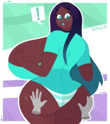 ass big_breasts bubble_butt disembodied_hands groping groping_ass marina_(splatoon) nintendo speech_bubble splatoon splatoon_(series) splatoon_2 thesketchyside