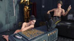 1girls 2boys 3d alcohol arm_up background barefoot belt blaster boots bottle braid brown_hair c-3po closed_eyes clothes_removed cocaine completely_nude couch crate detailed_background dildo double_ended_dildo drink droid drugs erection feet female footwear french_braid funfictionart gun hair han_solo holding_bottle holding_clothing holding_dildo holding_object holding_sex_toy holster holstered_weapon humanoid indoors legs_up lightsaber lightsaber_hilt loincloth long_hair looking_at_another male melee_weapon multiple_boys nude nude_female on_couch on_floor open_eyes pants partially_clothed penis pistol ponytail princess_leia_organa protocol_droid ranged_weapon return_of_the_jedi robot science_fiction sex_toy shirtless shoes short_hair sitting sitting_on_chair slave_outfit sofa standing star_wars straw sword tied_hair topless topless_male trio weapon