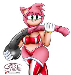 amy_rose animal_dildo animal_sex_toy anthro big_breasts boots bra breasts clothing dildo equine_dildo eulipotyphlan female footwear gloves green_eyes handwear hedgehog hi_res mammal panties sega sex_toy sexybigears69 solo sonic_(series) sonic_the_hedgehog_(series) thick_thighs underwear video_games