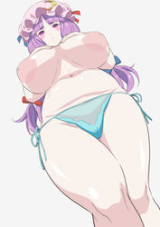1girls big_areola big_breasts blush breasts cameltoe female long_hair panties patchouli_knowledge purple_hair pussy solo tagme touhou white_background