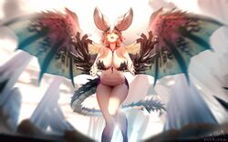 breasts claws dragon_horns fangs horns large_breasts monster_girl monster_hunter monster_hunter:_world nergigante tail teom wings