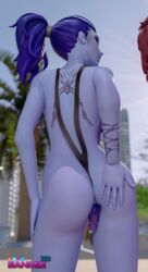 1girls 3d anal ass beach bikini blender blizzard_entertainment butt commission dildo double_dildo female female_only overwatch sanmie3d sex_toy string_bikini tagme widowmaker