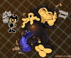 1boy 2021 anal anal_penetration anal_sex artist_name bendy bendy_and_the_ink_machine cartoony demon dildo english english_text gay ink inky male male_focus male_only male_penetrated male_pov mawile123 sex_toy solo toony yaoi