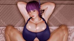 3d animated armpits arms_behind_head ayane_(doa) dead_or_alive female honey_select huge_breasts looking_at_viewer paizuri radranger titjob