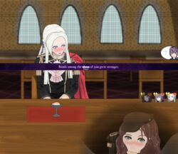 1boy 3girls ? bernadetta_von_varley blush brk55555 brown_hair byleth_(fire_emblem) byleth_(fire_emblem)_(male) cafeteria cape caught dorothea_arnault edelgard_von_hresvelg embarrassed english_text fellatio female fingering fingering_self fingering_through_clothes fire_emblem fire_emblem:_three_houses gameplay_mechanics garreg_mach_monastery_uniform green_eyes hat heavy_breathing long_hair looking_at_viewer masturbation multiple_girls nintendo open_mouth oral pov public public_sex purple_eyes pussy_juice solo_focus stealth_masturbation stealth_sex story_in_description sweat text unaware under_the_table wet_pussy white_hair x-ray