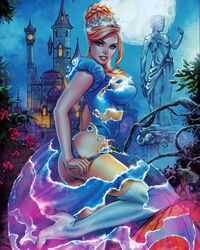 1girls big_breasts blue_dress blue_panties breasts busty castle cinderella cinderella_(fairy_tales) cinderella_(zenescope) cleavage comic_cover dress elias_chatzoudis eyeshadow female female_only glass_slipper gloves heels high_resolution large_breasts makeup mascara moon official_art panties pinup red_lips red_lipstick slippers solo statue stockings thighhigh_stockings thighhighs zenescope