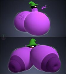 blush disembodied_hand everhood grabbing_own_ass gradient_background green_hat green_mage hat hyper hyper_ass hyper_breasts hyper_nipples kayakazan_(artist) male moobs nipples one_eye shaking source_filmmaker tagme watermark wizard_hat