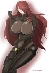 alternate_breast_size atlus axel_persona big_breasts breasts clothed clothing crotetsu female mitsuru_kirijo persona persona_3 persona_4_arena solo tagme