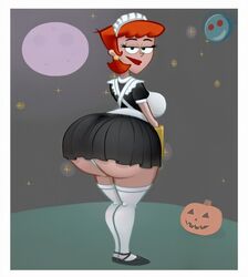 ass_focus big_ass bottom_heavy cartoon_network dexter's_laboratory dexter's_mom duplicate halloween maid_uniform milf night pumpkin standing tagme thick_thighs thunder_thighs whargleblargle