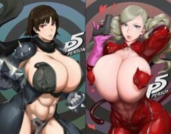 2019 2021 2girls abs adjusting_hair alternate_breast_size alternate_costume alternative_bust_size animal_costume ann_takamaki aqua_eyes areola_slip areolae arms_up atlus bangs barely_clothed barely_contained belly belly_button big_breasts black_scarf blonde_hair blown_kiss blue_eyes bodysuit breast_focus breast_press breast_slip breast_squish breast_suppress breasts breasts_out breasts_out_of_clothes brown_hair bursting_breasts busty cat_mask cat_tail censored chubby classy cleavage clothing convenient_censoring copyright_logo cowboy_shot curvaceous curvy earrings eyelashes fake_cat_tail fake_tail female female_only finger_on_trigger firearm footwear gloves gradient gradient_background grey_clothing grey_hair gun hair_flip hair_ornament hairpin hand_in_hair handgun handwear heart high_resolution holding_gun holding_weapon hourglass_figure huge_breasts huge_nipples human hyper_breasts jewelry kunaboto large_areolae large_breasts latex_bodysuit light-skinned light-skinned_female light_skin lips logo long_hair long_tail looking_at_viewer makoto_niijima mask mask_removed massive_breasts midriff multiple_girls muscle musclegut muscular_female naughty_face navel nipple_covers no_bra open_bodysuit open_clothes pale_skin pasties persona persona_5 phantom_thief_suit pink_gloves pink_lips pinky_out pinup pistol platinum_blonde_hair plump posing_with_weapon presenting presenting_breasts pubic_hair puckered_lips puffy_areolae puffy_nipples purple_gloves red_bodysuit red_eyes revealing_clothes scarf seductive seductive_smile sega shiny_suit short_hair silver_hair simple_background slender_waist smile soft_breasts solo_female spiral_(pattern) standing stud_earrings swept_bangs tail teal_eyes thick_thighs thighs tied_hair tight_clothing twintails unzipped venus_body voluptuous wardrobe_malfunction weapon whip white_gloves white_hair wide_hips zipper zipper_pull_tab