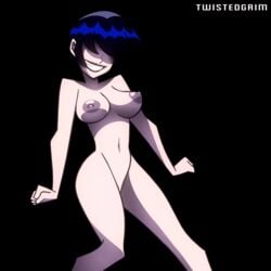 1girls 2d 2d_animation animated animated_gif black_hair breasts dancing death_(pearl_jam) death_(personification) do_the_evolution edit female_focus female_only full_body gif medium_hair monster_girl nipples nude_female pearl_jam tagme twistedgrim