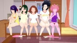 3d 5girls barefoot blush blushing breasts clothing feet female female_only fully_clothed hagakure_tooru_(invisible) indoors kyoka_jiro looking_at_viewer mina_ashido minoru_mineta mommasspaghetti momo_yaoyorozu multiple_girls my_hero_academia ochako_uraraka panties pov pregnancy_test pregnant shirt singlet sitting smile t-shirt tagme toes tooru_hagakure tooru_hagakure_(invisible) tsuyu_asui underwear